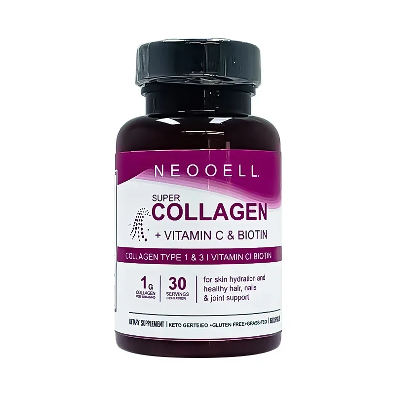 1 bottle of collagen capsules to supplement vitamin C for beauty skincare and health care