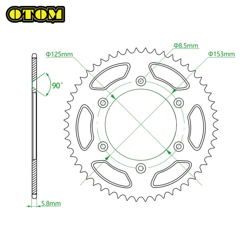 Motorcycle For HONDA Beta Rear Sprocket Chain 520 Steel Wheel Disc Plate CR125R CRF150F XR250 CRM250 XR400 CRF450X XR650R RR RS