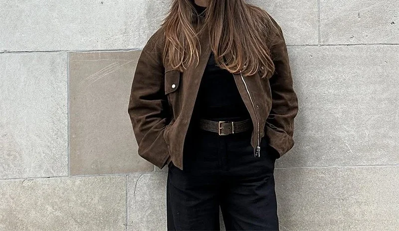 

2023 Осеннее женское новое модное пальто с откидным воротником и пуговицами на молнии