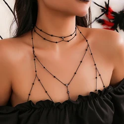 Ingemark Boho Sexy Cross Chest Bra Waist Belly Chain Necklace for Women Summer Bikini Body Jewelry Y2K Wed Bride Accessories New