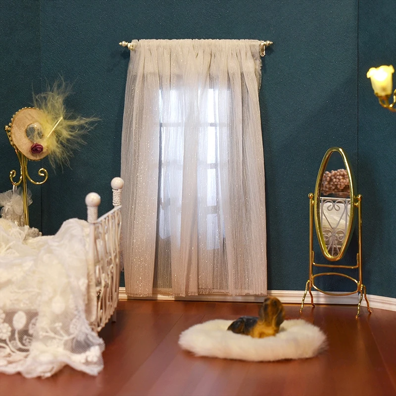 1Pc Casa Delle Bambole In Miniatura Tenda Asta di Supporto Modello 1:12 Mini Gancio In Metallo Anelli Finestra Fitgs Decor Giocattolo Casa di Bambola Accessori