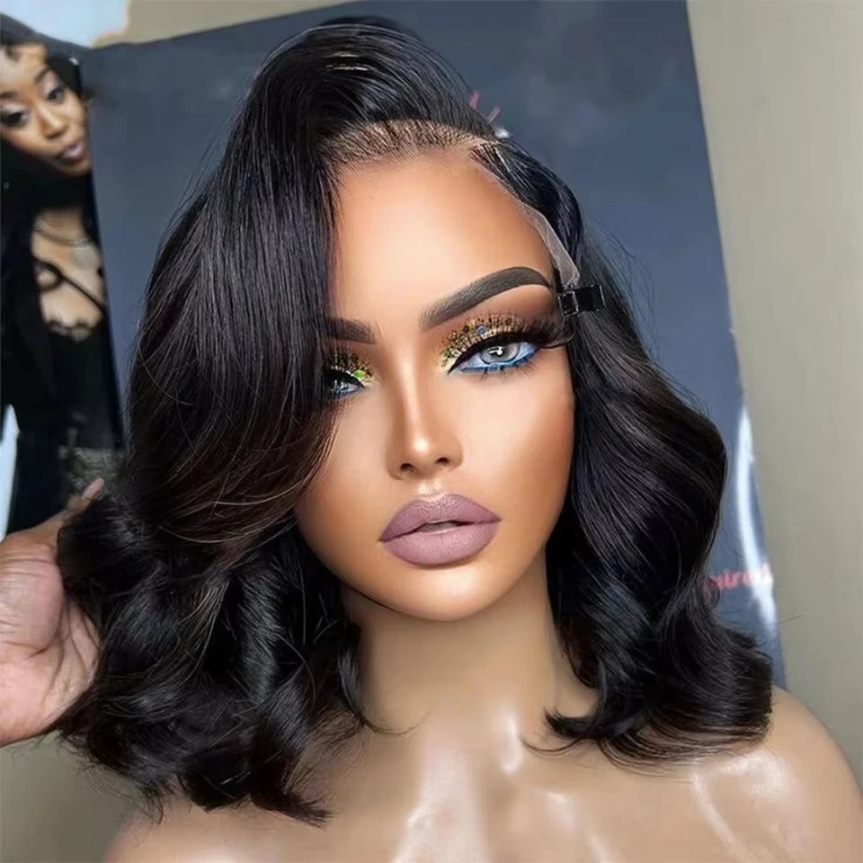 

Short Bob Human Hair Wigs Loose Wave 13x4 HD Lace Front Wig Human Hair 10 Inch Body Wave Lace Wig Brazilian Human Hair 200%