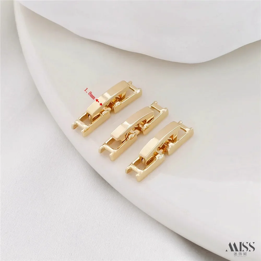 14K goudkleurige schakelgesp driedelige set, zirkoon armband ketting verbindingsknop DIY riemgesp sieraden accessoires