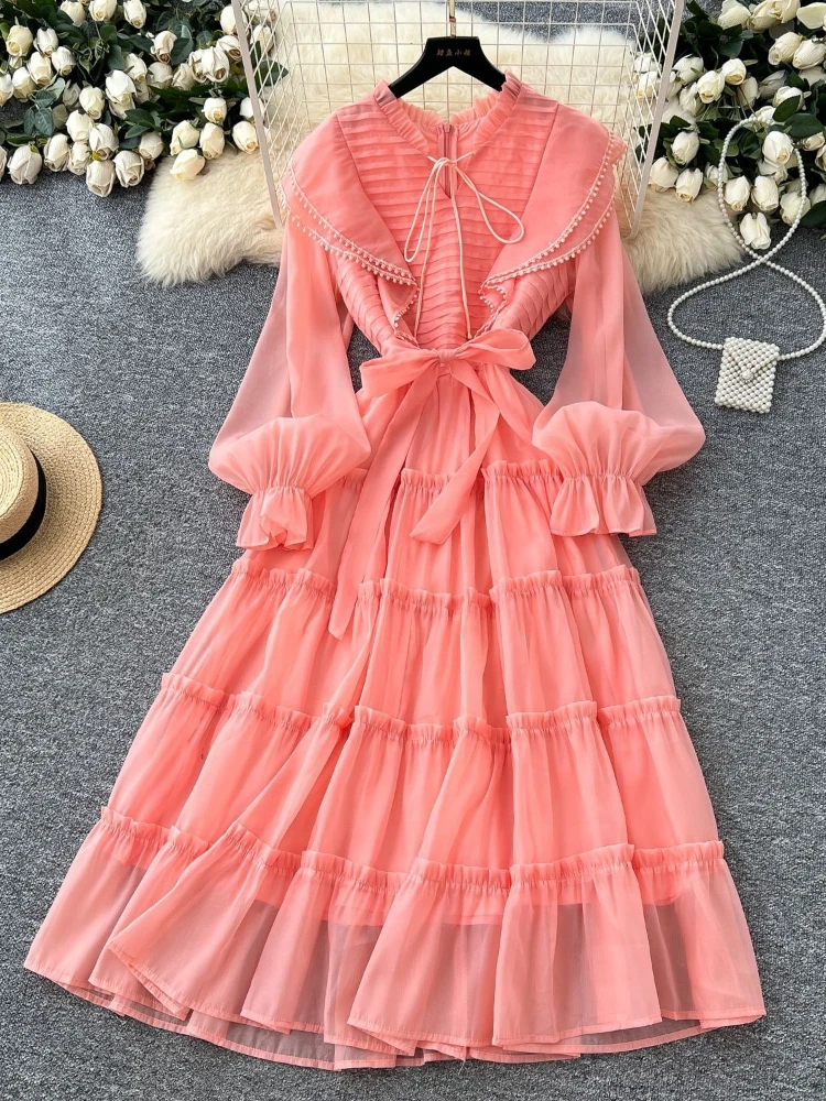 Dress Women Long Dresses Party Night Vestidos Streetwear V Neck Full Sleeve High Waist Elegant Splice Y2k Work Summer 2025