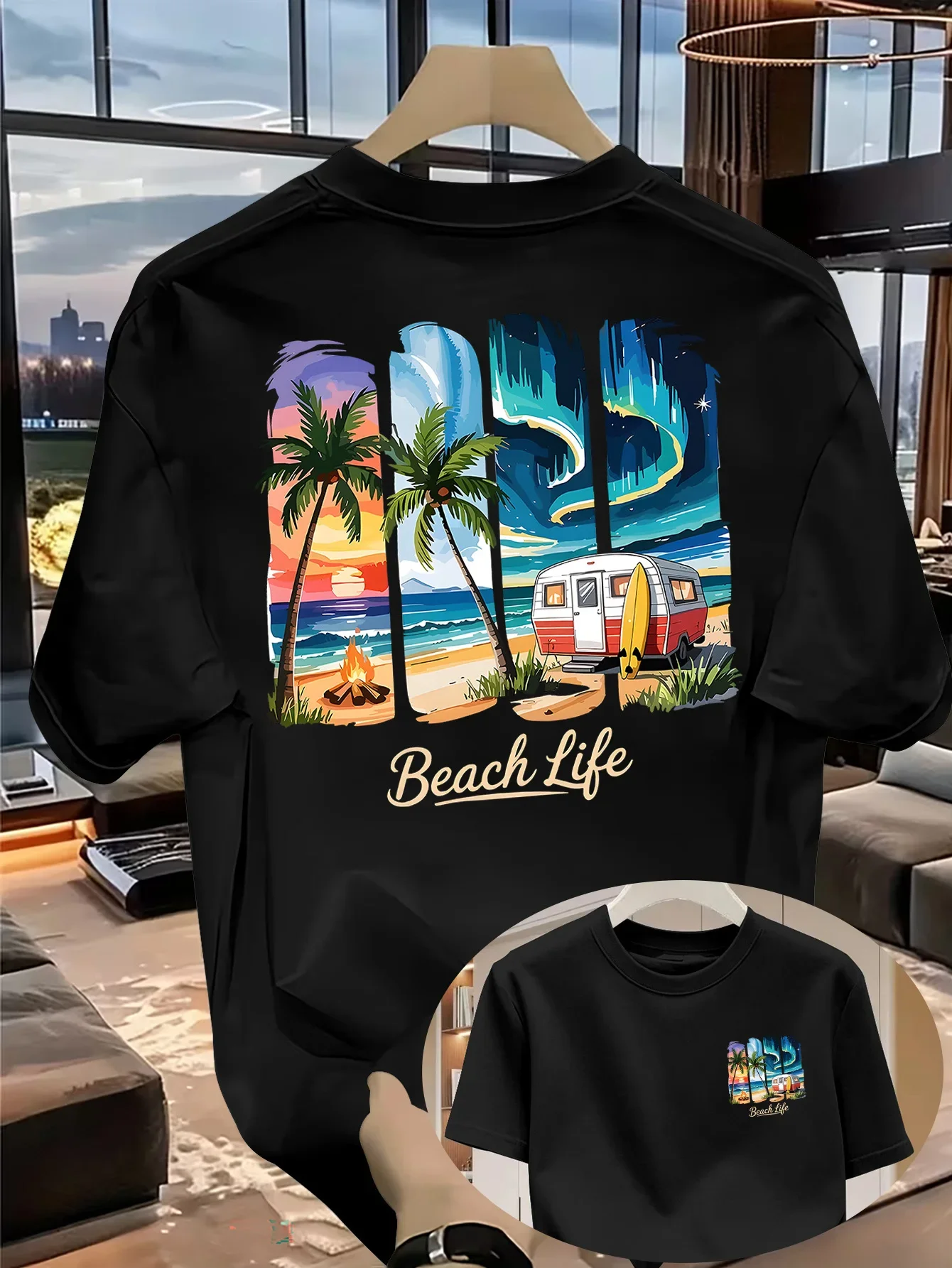 2026 Men's Summer Beach T-Shirt 100% Cotton 