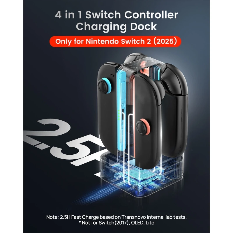  Multiple Functional Chargers with 4 Slot Fast Charging 9 Color LED Lights & Game Holder Easy to Use for Multiple Consoles