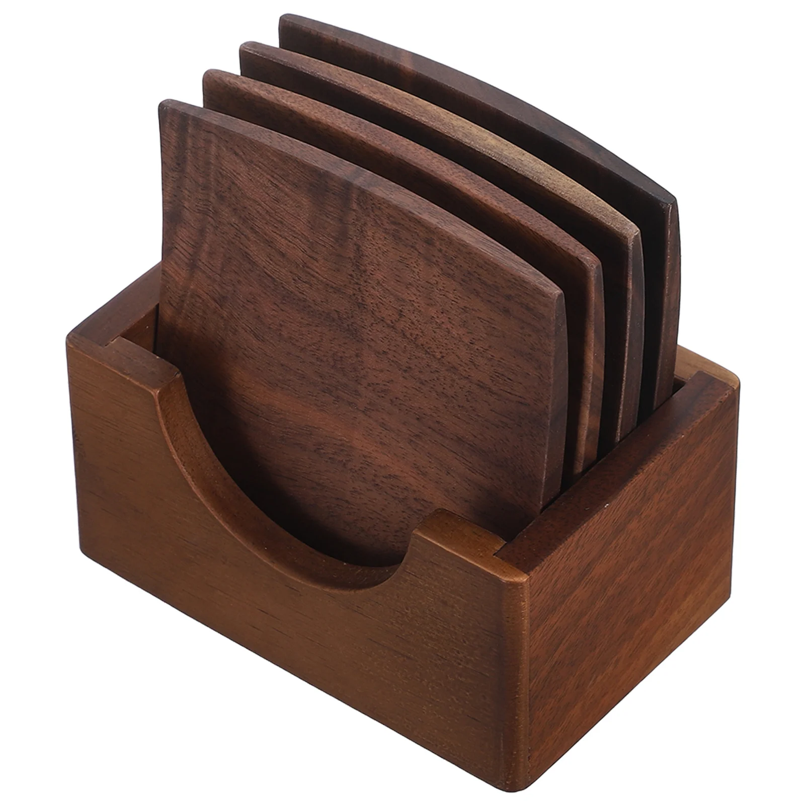 

Walnut Wood Cup Coaster Set Natural Rustic Design Absorbent Round Drink Protector for Coffee Tea Tableware Home Use