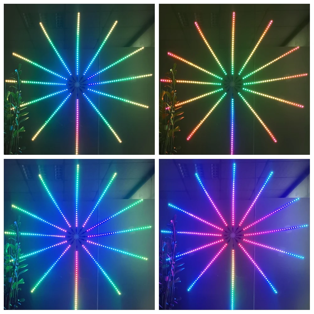 WS2812B LED Fireworks Light 10/11/12/13 Channel Round Panel WS2812 5050 RGB Individually Addressable Led Strip 10Led 15Led DC5V