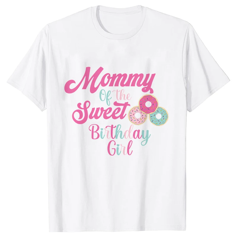 Sweet One Birthday T-shirts Girls 1st Birthday T-shirt Donut Theme Birthday Matching Family Party Tshirt Short Sleeve Top Tshirt