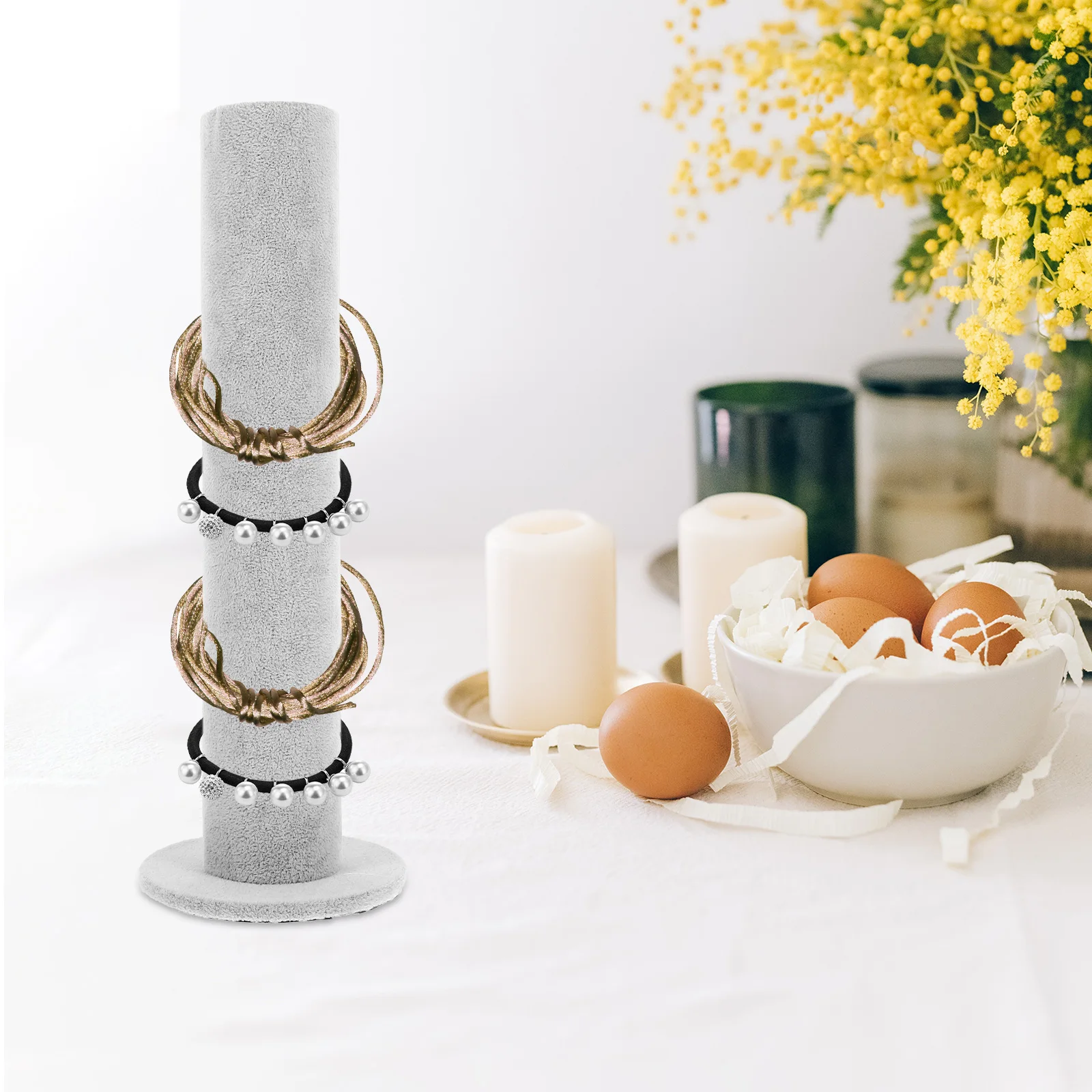 

Vertical Band Stand Soft Lint Organizer For Bracelets Hair Ties Headbands Space-Saving Desktop Storage Rack Home Office