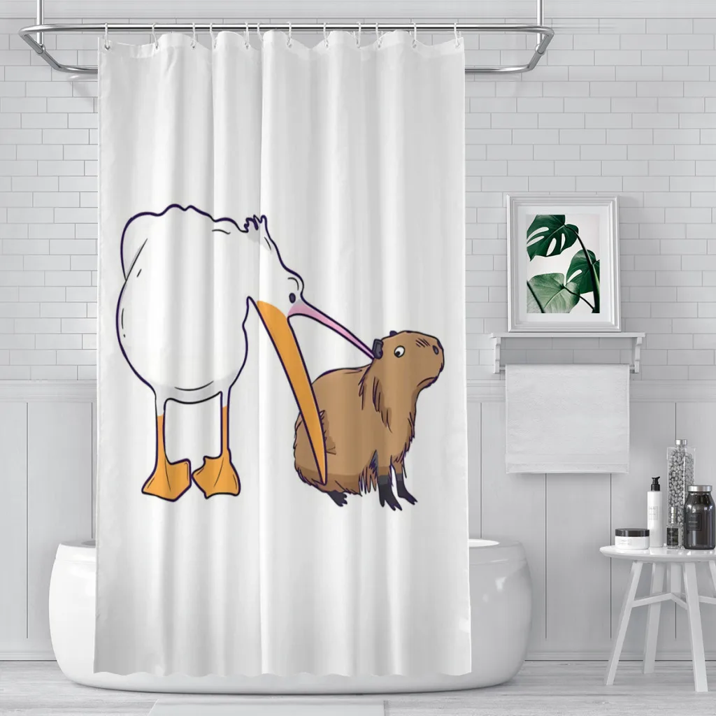 Pelican Bathroom Shower Curtains Capybara Cute Animal Waterproof Partition Curtain Funny Home Decor Accessories