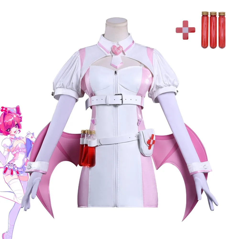 أزياء Muse Dash Nocturne Bloodheir Buro التأثيرية مع أجنحة فساتين تستحق أن يتمثال دور بدلة باروكات الهالوين