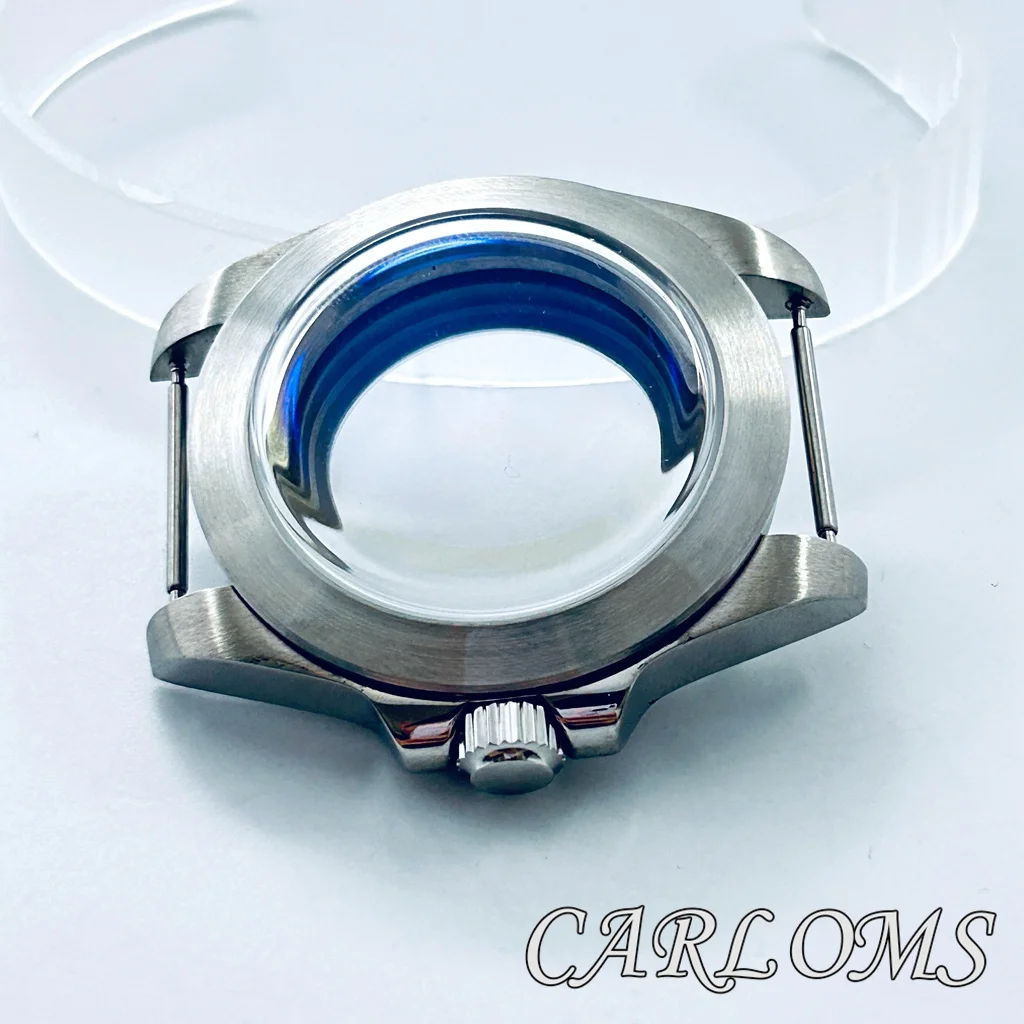 40mm NH34 NH35 NH36 NH70 NH72 ETA2824 PT5000 Watch Case Stainless Steel Brushed Case AR Blue Domed Glass