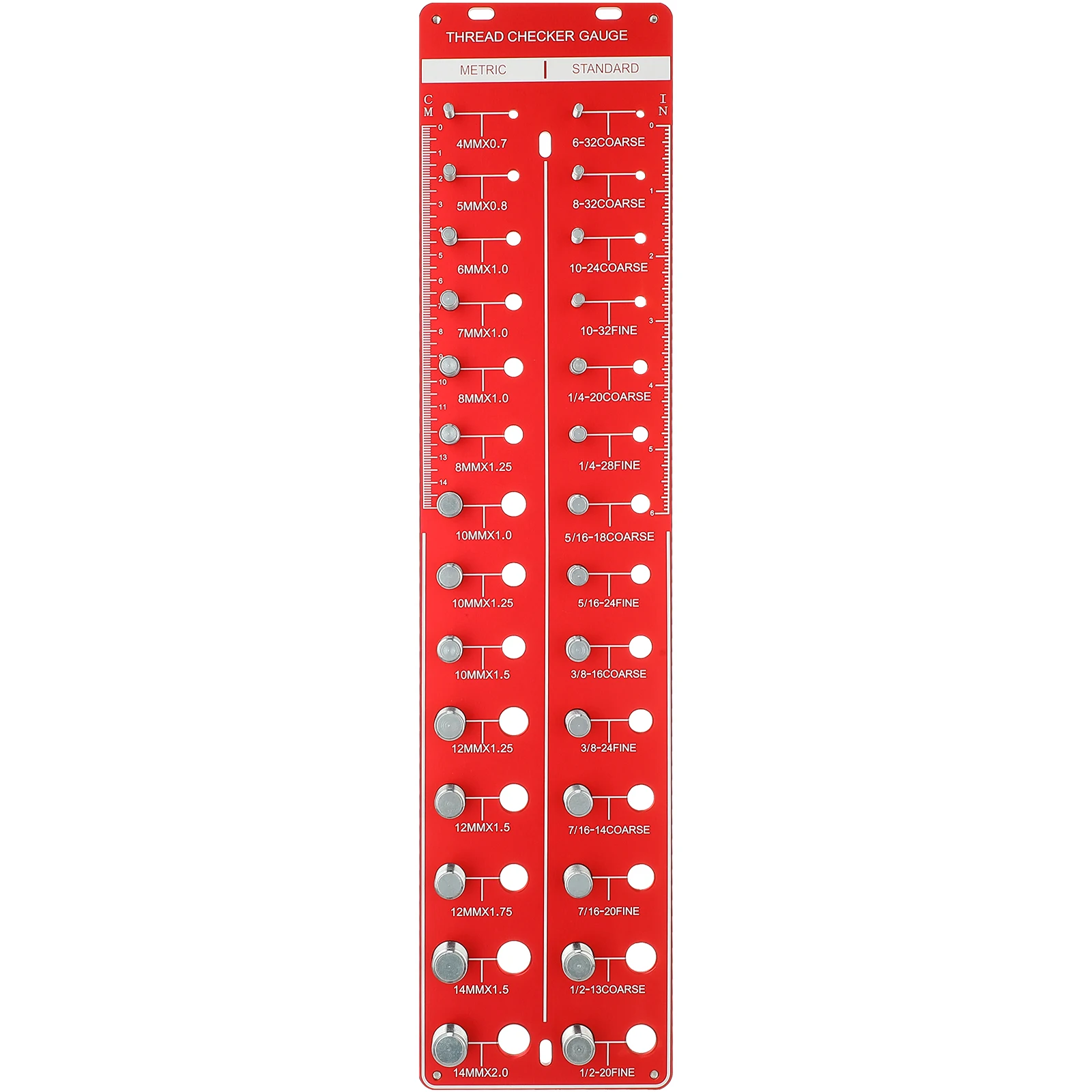 

28 Types Thread Checker Screw Identifier Gauge M4- 2.0 Red Aluminum Nut Bolt Measurement Gauges Easy Use Sturdy Wide