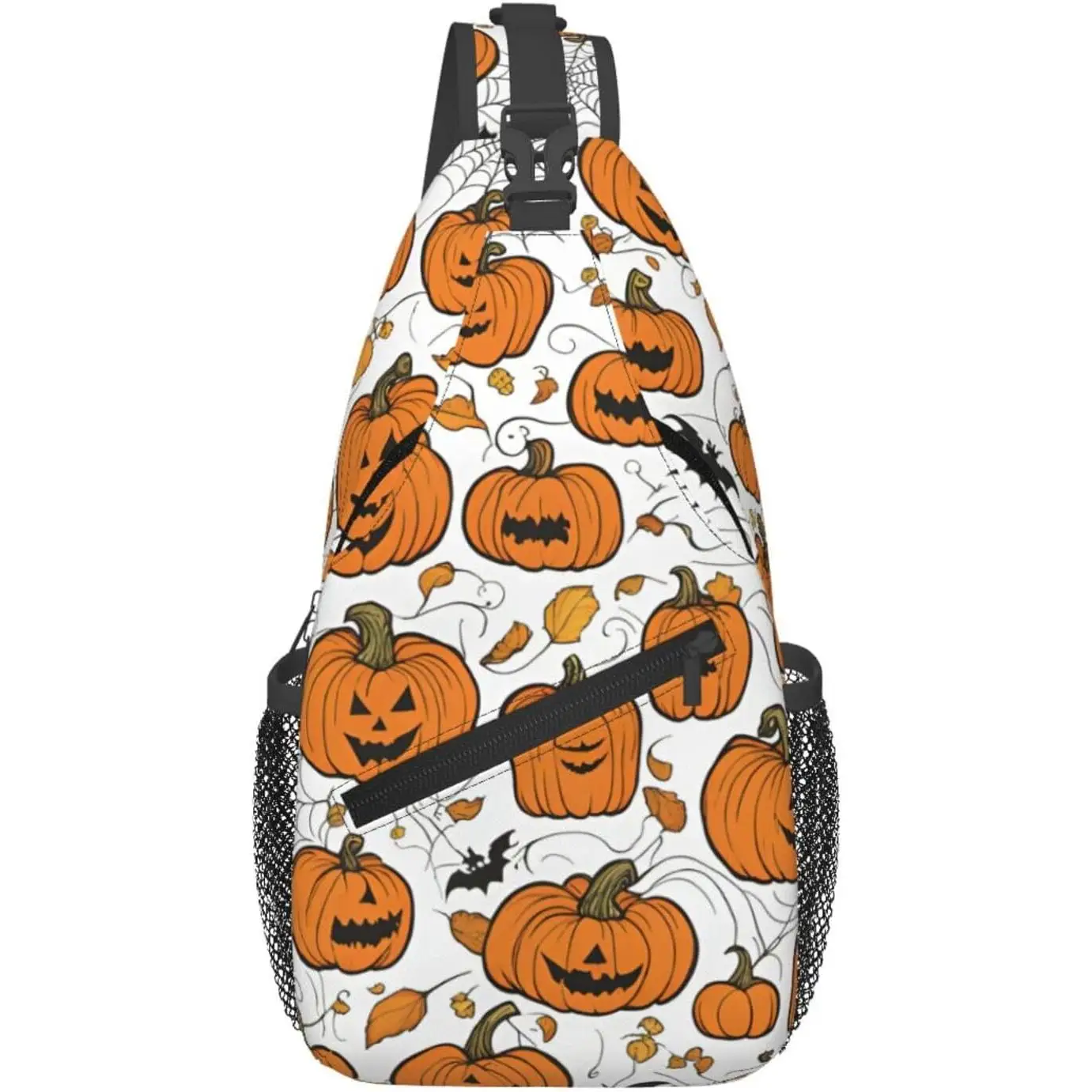 Halloween Pumpkin Patterns Print Daily Crossbody Sling Bag, Shoulder Backpack Chest Bag Daypacks For Outdoor Travel Casual