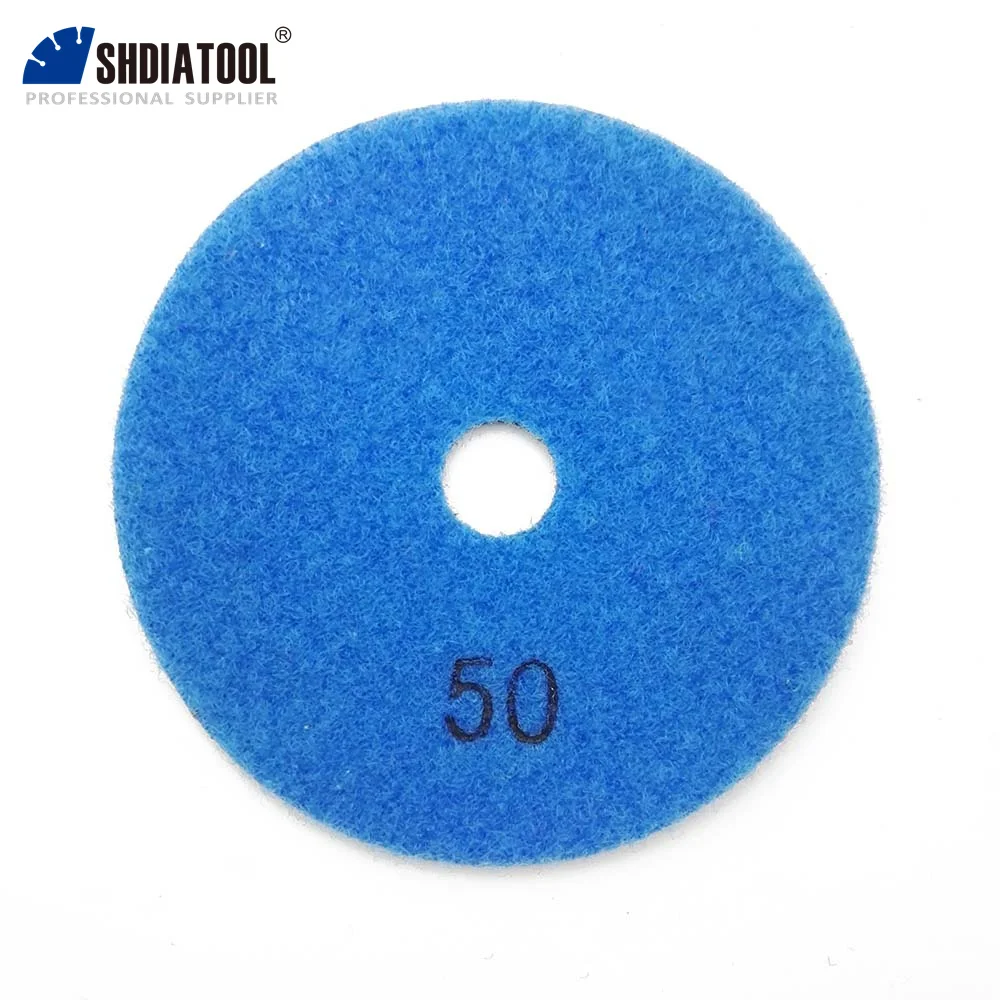 SHDIATOOL 6pcs Dia 4inch Resin Bond Diamond Flexible Polishing Pads Grit #50 100mm Dry Stone Sanding Disc Granite Marble Ceramic