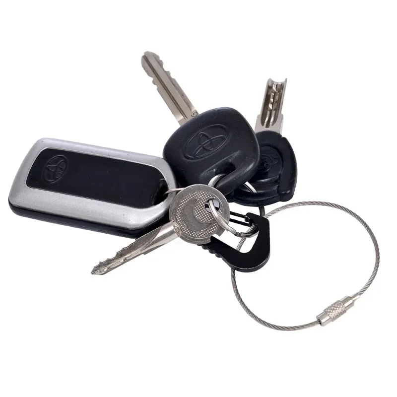 Stainless Steel Wire Keychain Cable Key Rings Loop Wire Cable Braided Steel Chain Luggage Tag Ring Tag Holder