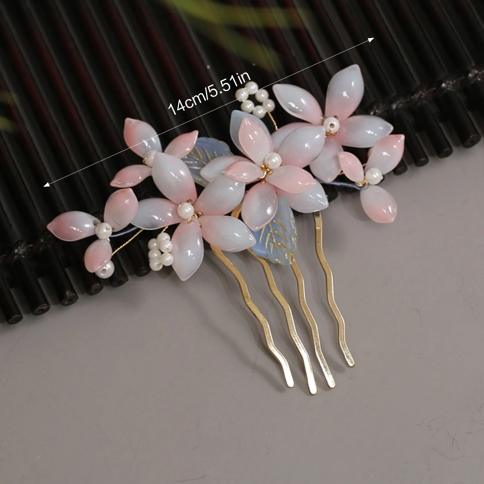 أحمر الخدود الوردي زهرة غطاء الرأس جديد النمط الصيني الأزهار دبابيس الشعر U على شكل الشعر العصي الشوك اللؤلؤ ديكور Hanfu فستان الشعر مجوهرات #5