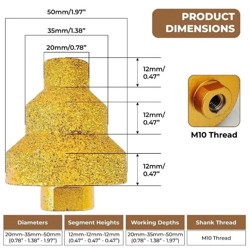 Diamond Step Chamfer Drill Bit Anti-Rust Multi Layer Tapered Reamer 20-35-50mm Hole Opener for Plastic Ceramic Punching Tasks