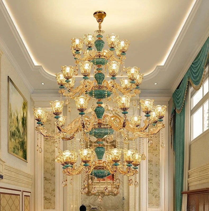 غرفة المعيشة ثريا كبيرة على الطراز الأوروبي فيلا كريستال درج مجوف بناء أرضية متوسطة #5