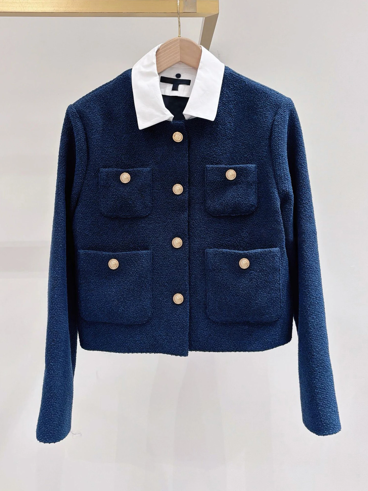 

M Home Nan You Высококачественная женская мода 202, осенняя новинка, твидовая верхняя одежда из твидового твидового джата с отложным воротником