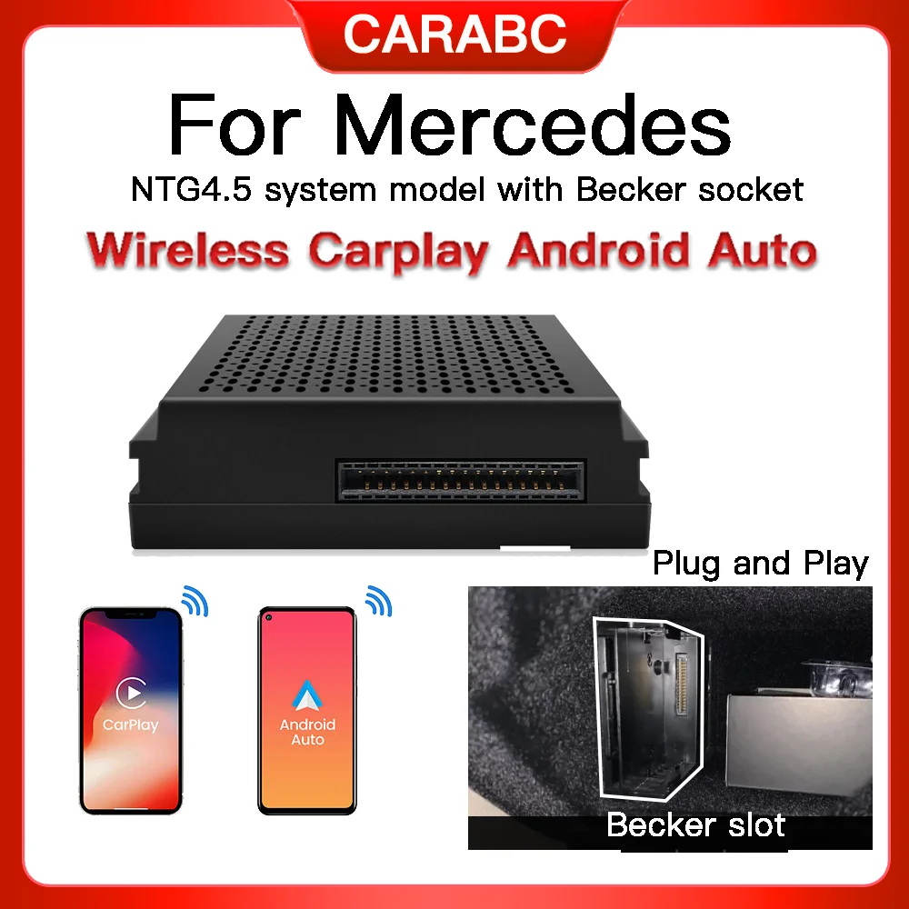 Módulo inalámbrico Carplay para Mercedes Benz A B C E CLA GLA GLK ML NTG4.5 Becker Navigation Socket Android Auto car play box