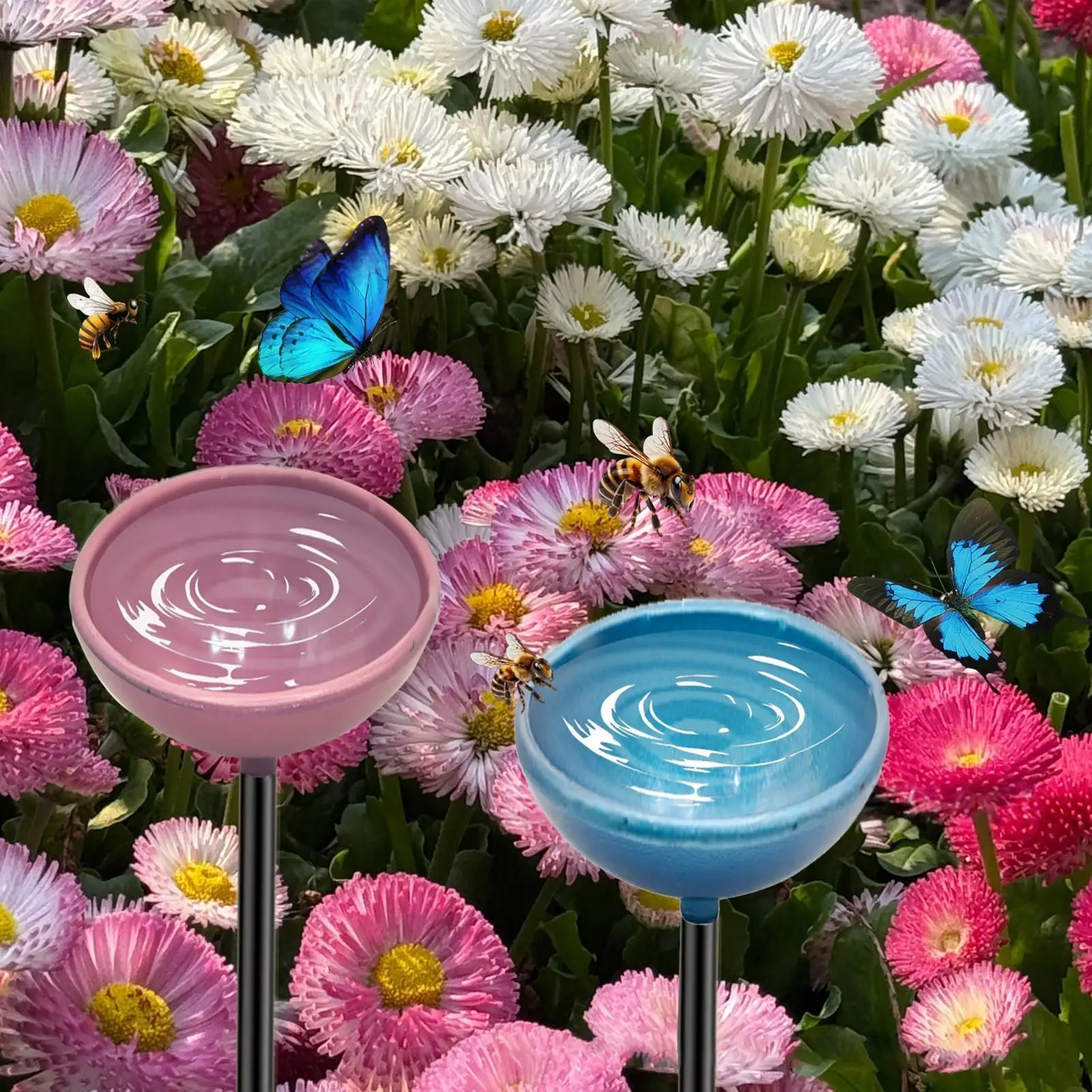 

Станция для поения пчел Bee Water Station, 4 металлические поилки-бабочки для пчел, для улицы, двора, патио, дома, газона, террасы