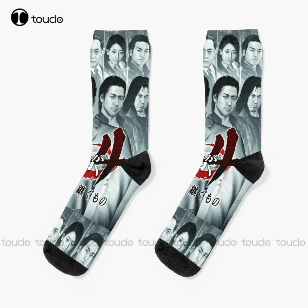 Yakuza 4 Japanese Poster Yakuza Goro Majima Kiryu Kazuma Socks Slouchy Socks For Women Comfortable Best Girls Sports New Popular