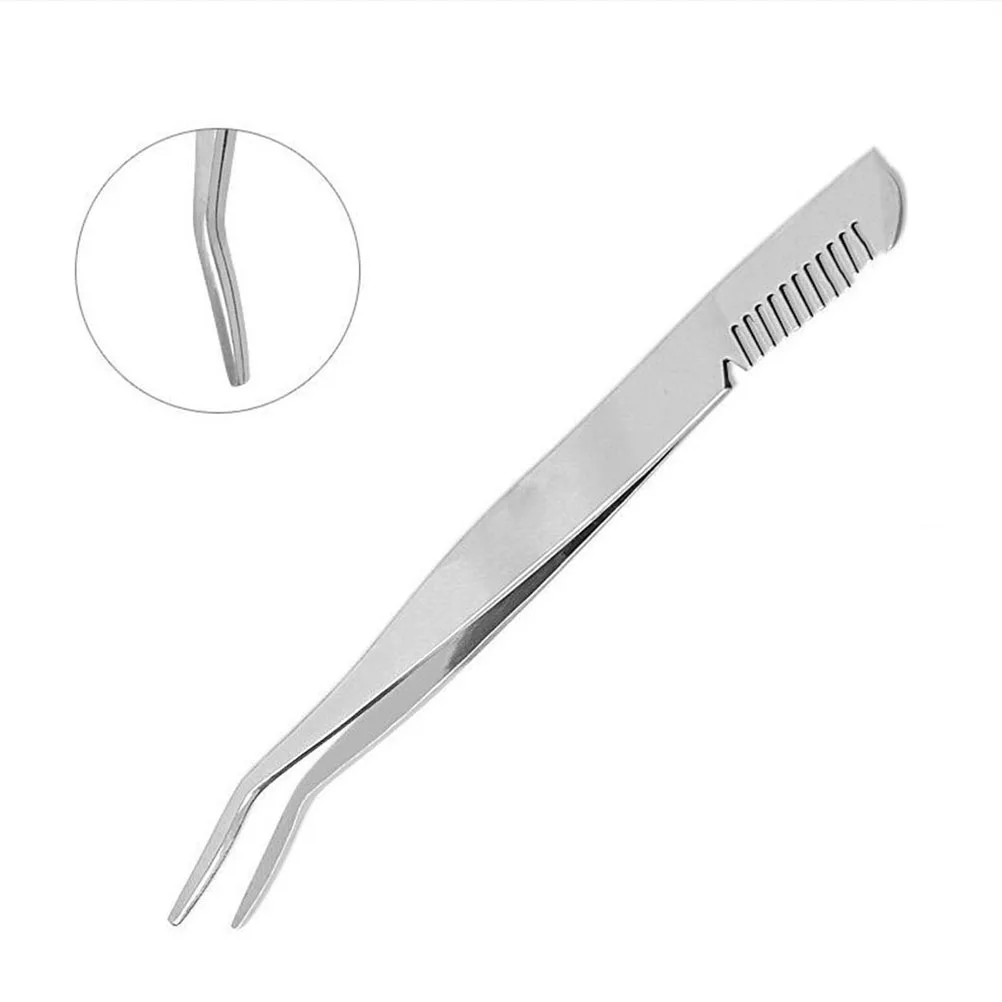 Portable Small Stainless Steel Eyebrow Tweezer Comb Anti-Slip Paint Spray Durable Safe Design Makeup Eyebrows Hair Removal