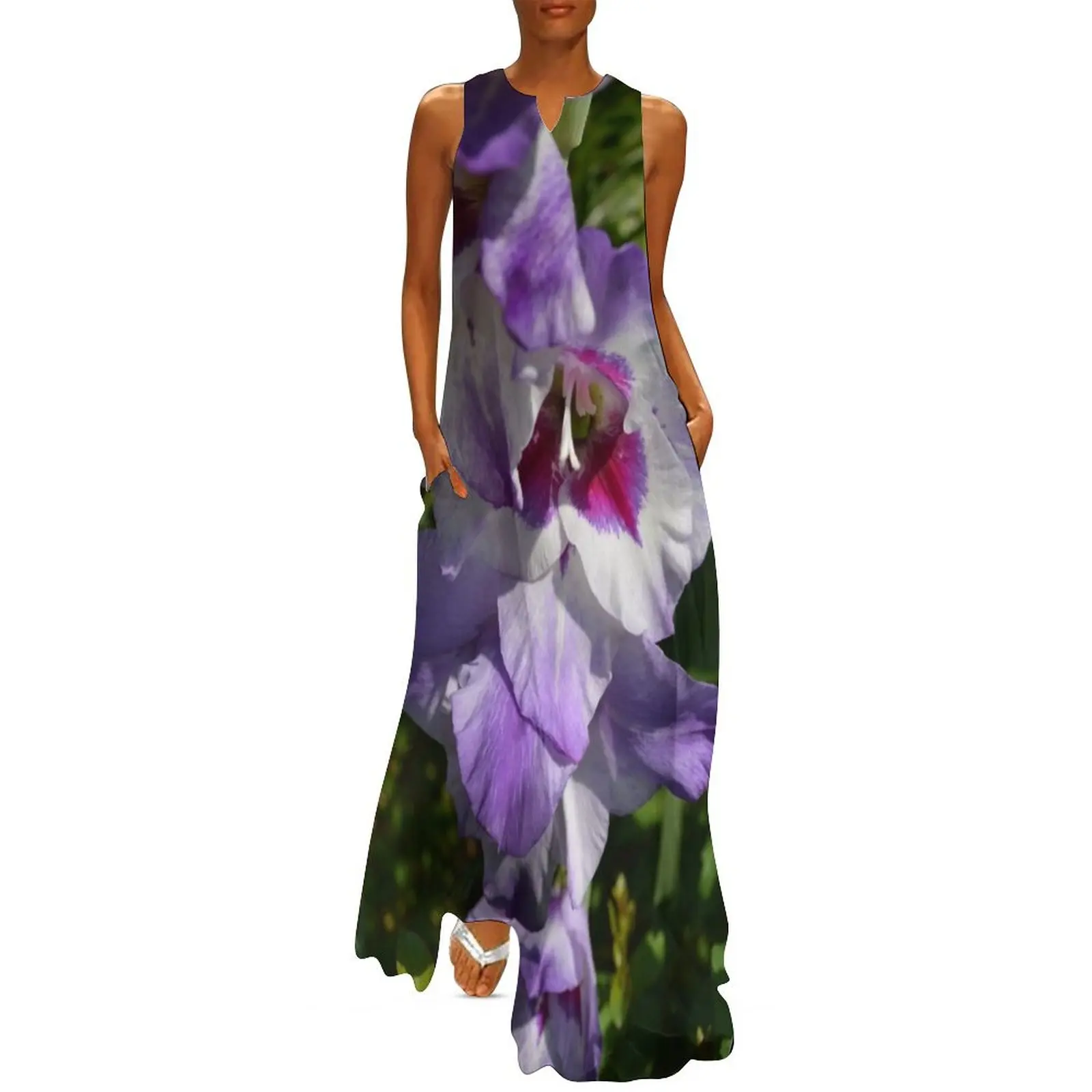 

Purple Gladiolus Long Dress summer dress woman 2024 trendy long dress women women"s summer 2024 Women"s evening