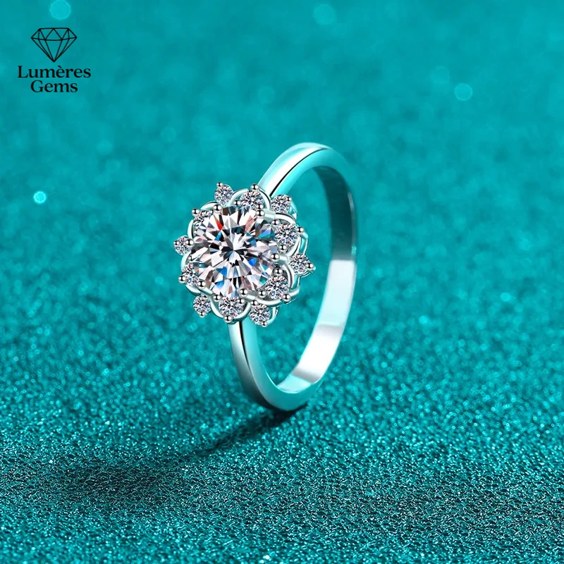 

Luxury 1Ct Moissanite 18K White Gold & Platinum PT950 Engagement Ring For Women Wedding Glamorous Jewelry