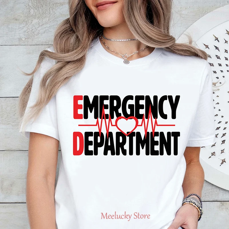 Emergency Department Letter Print Pattern Summer Women's Simple Casual Versatile Style T-shirt