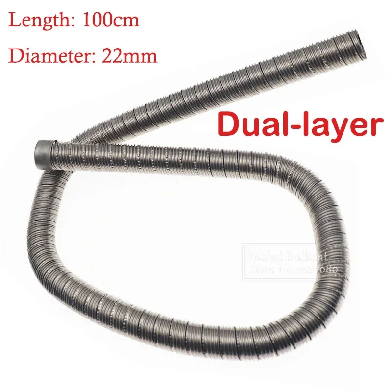 100cm Dual-layer Car Heater Exhaust Pipe 22mm Air Diesel Heater Exhaust Hose Tube Stainless Steel For Webasto Eberspacher