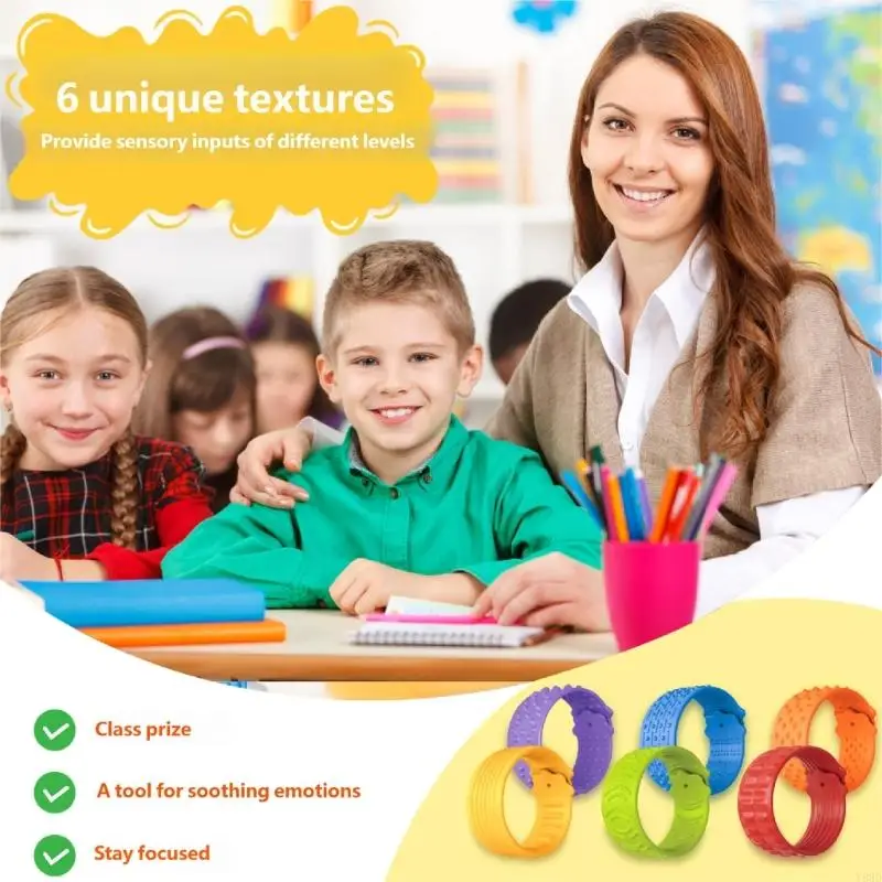 Y88D Clap on Bracelet Silicone Wristband Children Texture Stimulation Stress Reliever