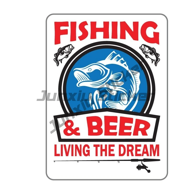 

FISHING AND BEER Car Sticker Funny Boating Camping