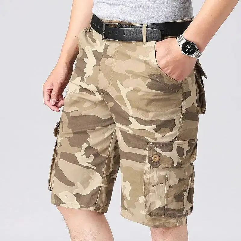 

Big Size Military Men Camouflage Cargo Shorts Summer New Y K Vintage Baggy Outdoor Sports Casual Knee Lenght Tactical Pants