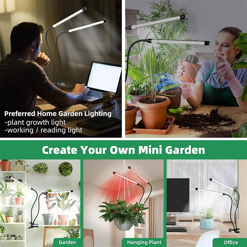 تنمو أضواء للنباتات الداخلية 84 المصابيح كليب أضواء النبات مع معقوفة مرنة 4/8/12H الموقت 3 أوضاع الطيفية 5 مستويات عكس الضوء
