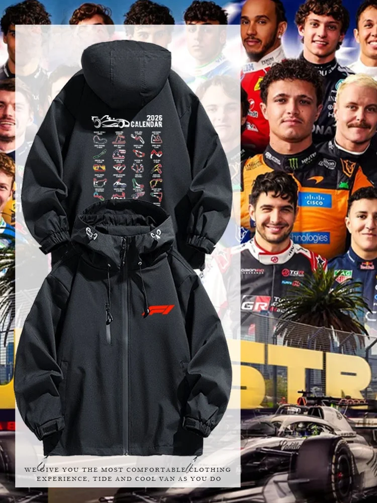 world-formula-racing-2026-schedule-f1-racing-jacket-outdoor-casual-windproof-polyester-youth-popularity-track-coat