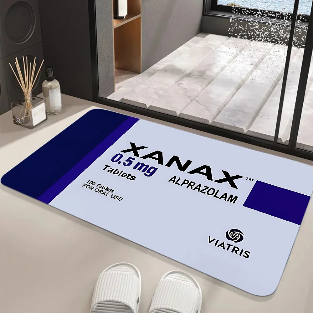 XANAX Floor Mat Graphic Printed Flannel Doormats for Bathroom Kitchen Entrance Carpet Home Decor