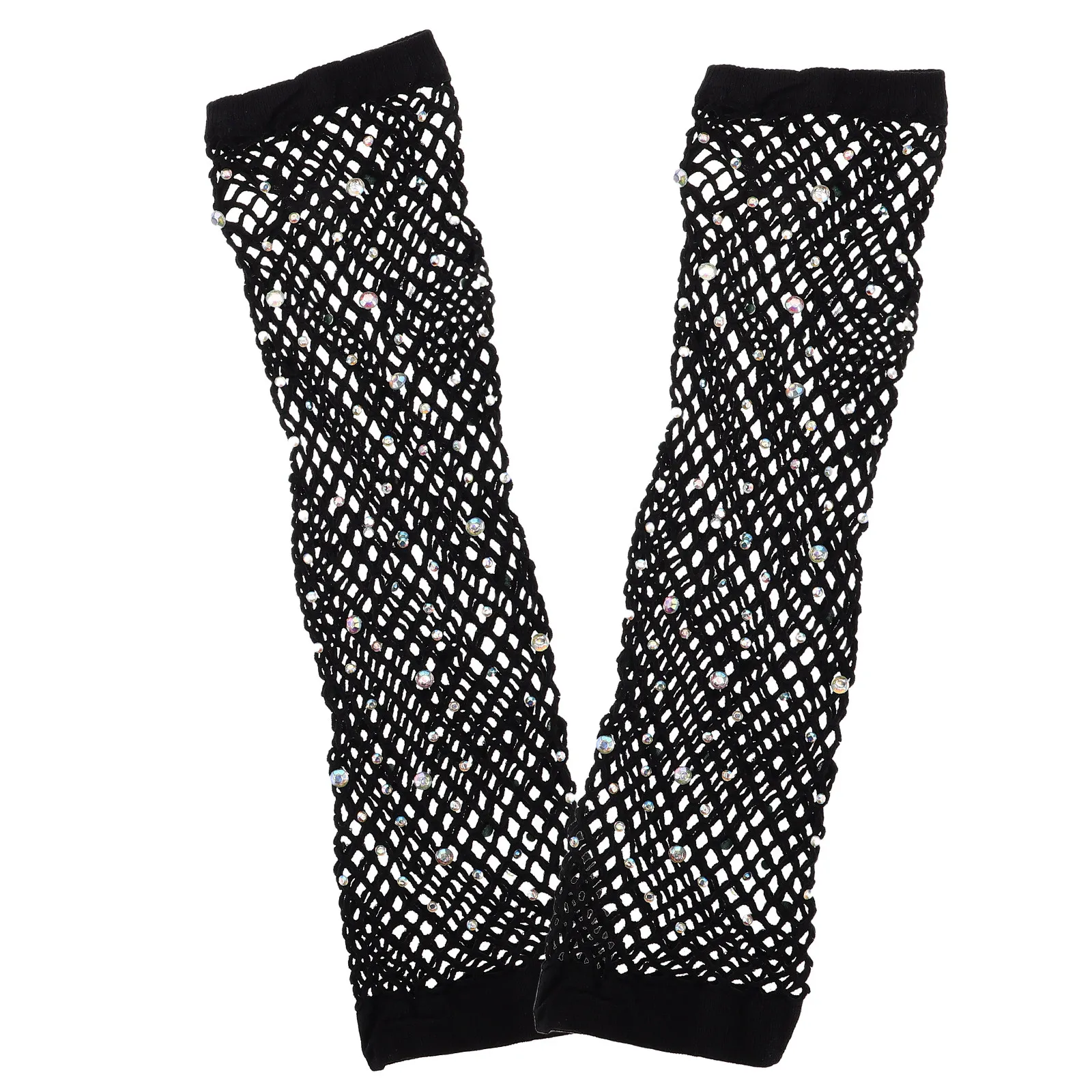 

1 пара сексуальных длинных сетчатых перчаток без пальцев с стразами для клубных вечеринок, косплея, маскарада, аксессуары для женского костюма