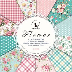 6-Inch Single Sided Pattern Paper 12 Sheets Flower Background Paper Decorative Paper