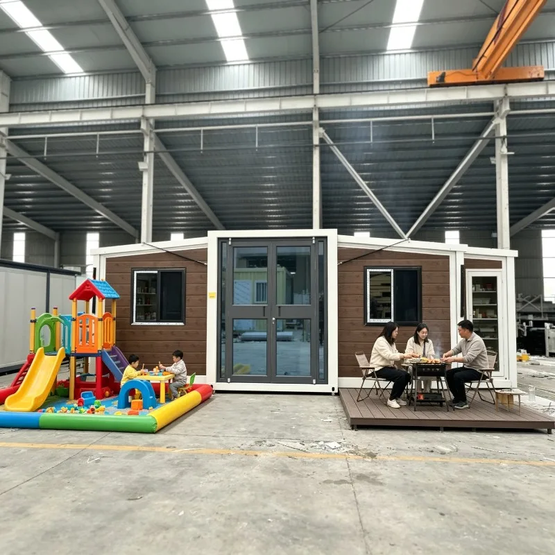 Luxury Double-Wing Expandable Container House 20ft 40ft Prefab Folding Home with Bathroom Kitchen Quick Assembly Portable Villa