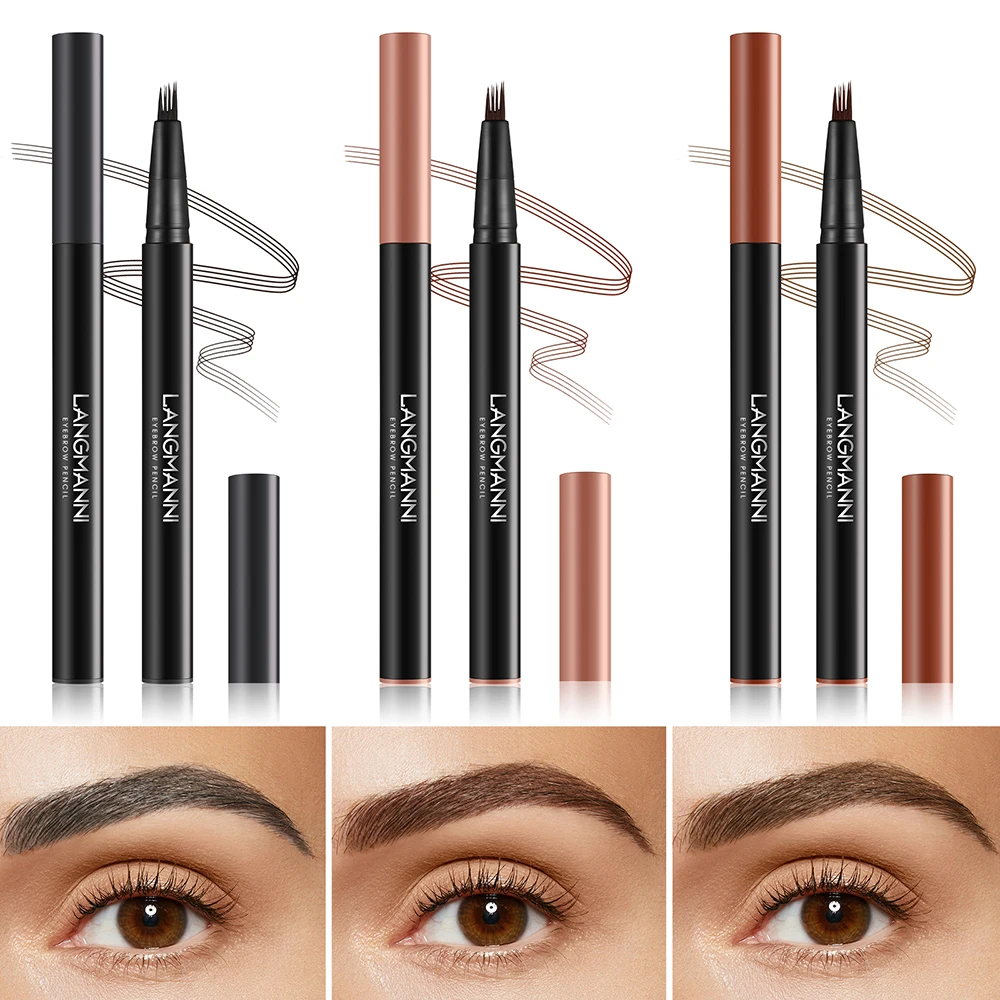 Verbesserte ultra feine 4 Klauen Augenbrauen stift weiche Bürste wasserdicht langlebigen flüssigen Augenbrauen stift 3 Farben Augenbrauen Liner Make-up