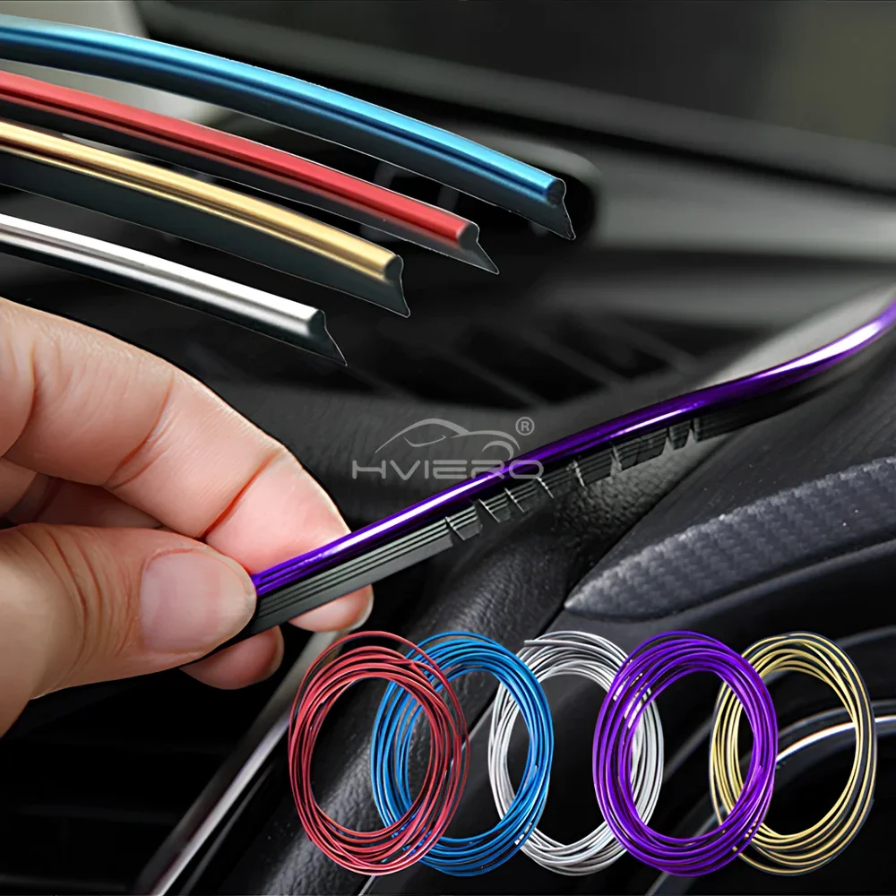 5M Adhesive Strips Car Interior Decoration Molding Door Lights Line Air Vent Panel Direction-Flexible Auto Seat Back Multicolor