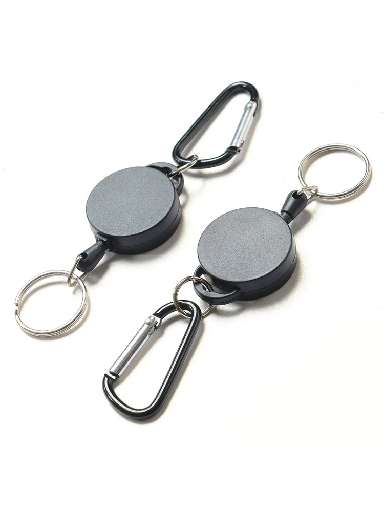 Key chain Retractable Keyring Metal Wire Keychain Clip Pull Recoil Sporty Key Ring Anti Lost ID Card Holder Key Chain