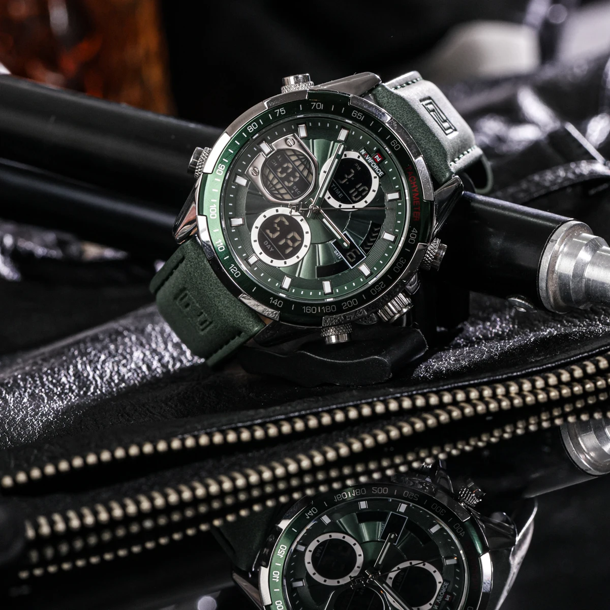 ساعة رجالية متعددة الوظائف ذات شاشة مزدوجة مع قرص كبير - هدية فاخرة عالية الجودة، ساعة كوارتز ممتازة مقاومة للماء للرجال #4