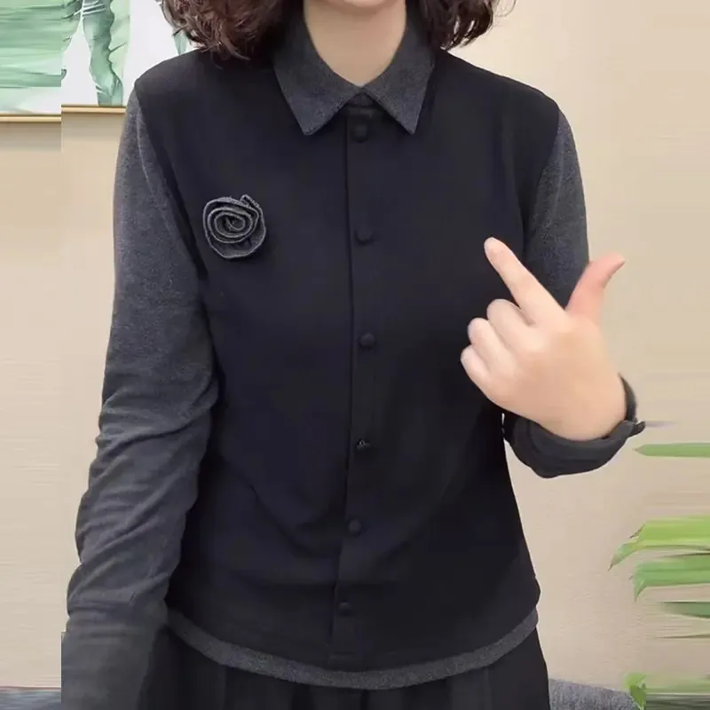 Foreign-style Versatile Women's Double-sided Blouse Casual Top Autumn and Winter New Fashion and Thin Long Sleeves 2025