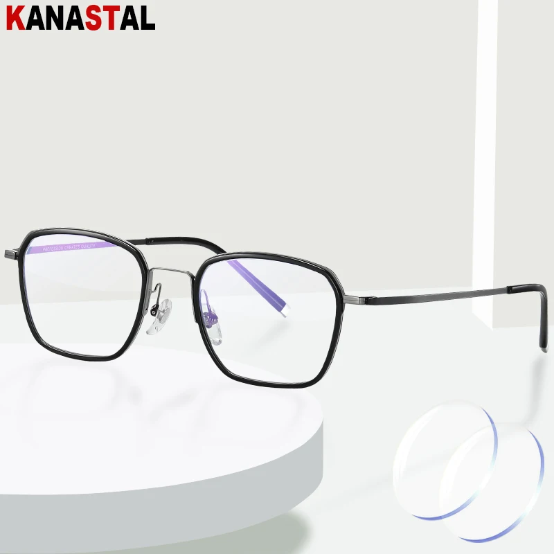 

Blue Light Blocking CR39 Optics Lens Myopia Presbyopic Eyewear Women Men Titanium Eyeglasses Frame Prescription Reading Glasses