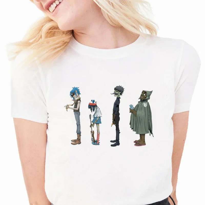 Music Band Gorillaz Summer 90's Classic Vintage Movie T Shirts Summer Casual Women's T-shirt Short Sleeve Female Tops Tees