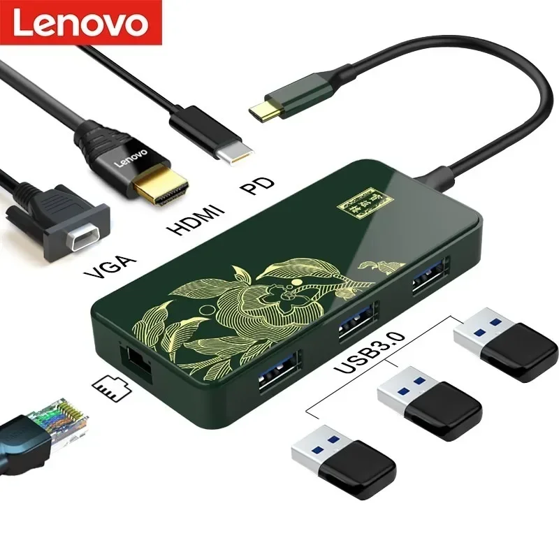 Lenovo Type-C Docking Station USB Splinter Gigabit Adapter HDMI VGA Docking Station Laptop Adapter Hub USB C Docking Station